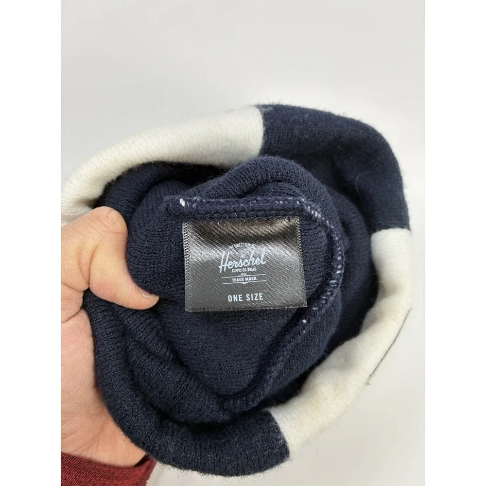 Herschel Supply Co Beanie Hat Checkerboard Black White Knit Cuff Elmer‎